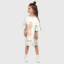 Платье с принтом Маленькая Балерина для ребенка, вид на модели спереди №2. Цвет основы: белый