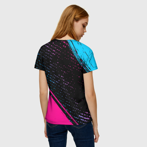 Женская футболка 3D с принтом Valencia Neon Gradient, вид сзади #2
