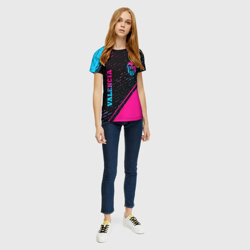 Женская футболка 3D с принтом Valencia Neon Gradient, вид сбоку #3
