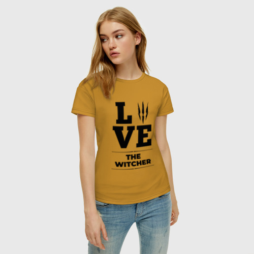 Женская футболка хлопок с принтом The Witcher Love Classic, фото на моделе #1
