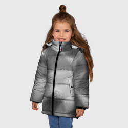 Зимняя куртка для девочек 3D В серых тонах абстрактный узор  - фото 2