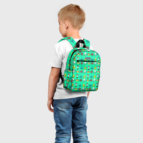 Детский рюкзак 3D с принтом COLORFUL ROBOTS, фото на моделе #1