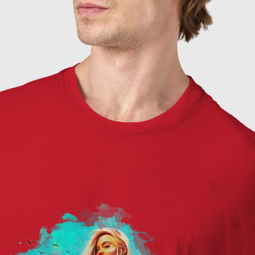 Мужская футболка хлопок Surf - девушка с доской для серфинга, цвет красный - фото 6