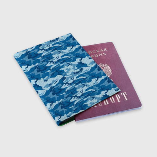 Обложка для паспорта матовая кожа Камуфляж морской, цвет зеленый - фото 3