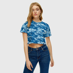 Женская футболка Crop-top 3D Камуфляж морской - фото 2