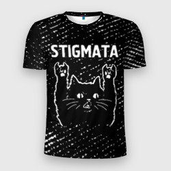 Мужская футболка 3D Slim Группа Stigmata и Рок Кот