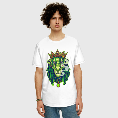 Мужская футболка хлопок Oversize с принтом Гордый царь зверей, фото на моделе #1