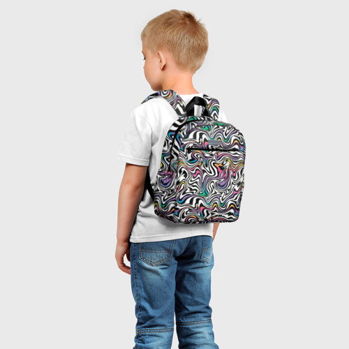 Детский рюкзак 3D с принтом Цветная оптическая иллюзия, фото на моделе #1