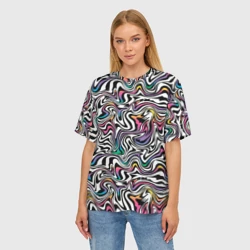 Женская футболка oversize 3D Цветная оптическая иллюзия - фото 2