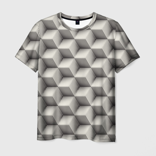 Мужская футболка с принтом 3D Куб Оптическая иллюзия Cube, вид спереди №1