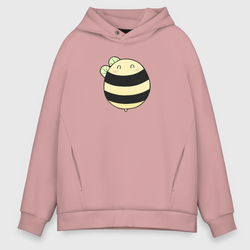 Мужское худи Oversize хлопок Круглая маленькая пчелка, цвет пыльно-розовый