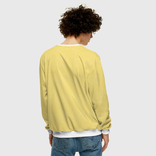 Мужской свитшот 3D с принтом Текстурированный лимонно-желтый однотонный, вид сзади #2