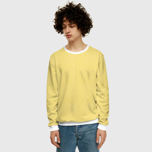 Мужской свитшот 3D с принтом Текстурированный лимонно-желтый однотонный, фото на моделе #1