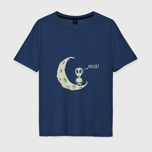 Мужская футболка хлопок Oversize с принтом Hello Moon, вид спереди #2