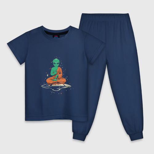 Детская пижама хлопок Space - Yoga, цвет темно-синий