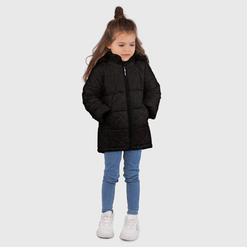 Зимняя куртка для девочек 3D с принтом Текстурированный угольно-черный, вид сбоку #3