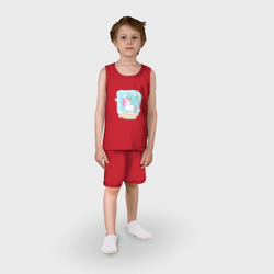 Детская пижама с шортами хлопок Милый мультяшный единорог с розовым хвостом и гривой  - фото 2