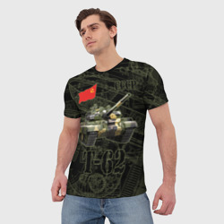 Мужская футболка 3D Танк Т-62 Советский средний Камуфляж - фото 2