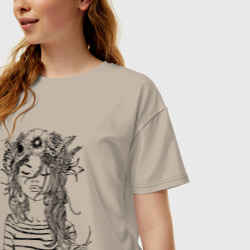 Женская футболка хлопок Oversize Прекрасная Инна Венок из цветов - фото 2