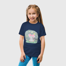 Детская футболка хлопок Милый мультяшный слоник с розовым бантом - фото 2