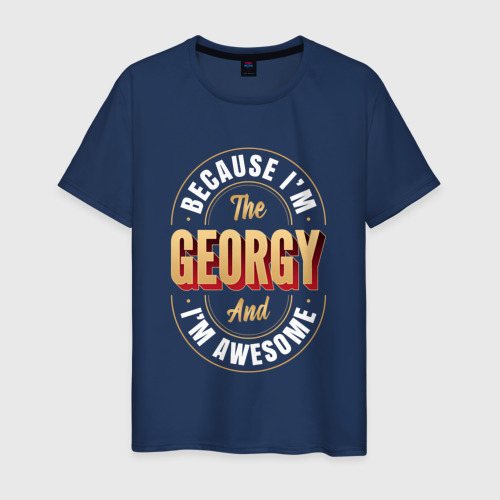 Мужская футболка хлопок Because I'm The Georgy And I'm Awesome, цвет темно-синий