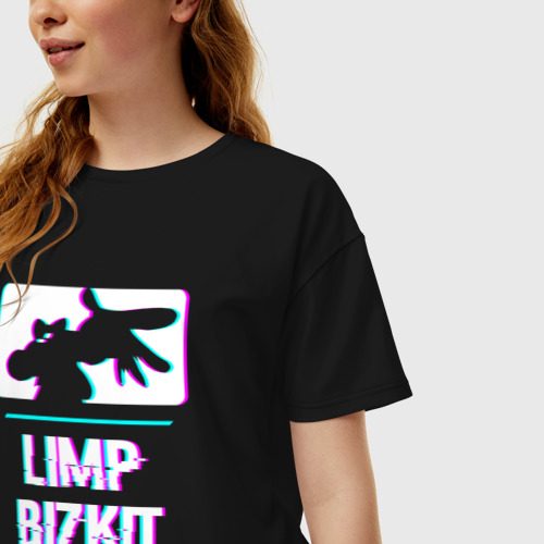 Женская футболка хлопок Oversize Limp Bizkit Glitch Rock, цвет черный - фото 3