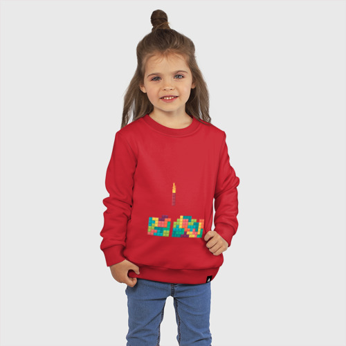 Детский свитшот хлопок Огненный Тетрис, цвет красный - фото 3