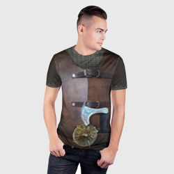 Мужская футболка 3D Slim Кожаный славянский доспех с топором - фото 2