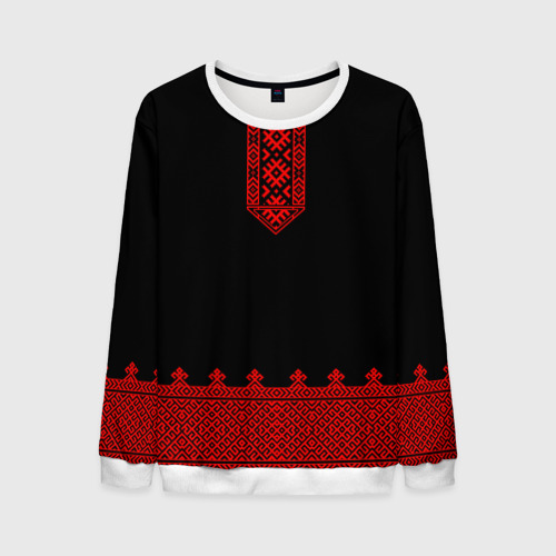 Мужской свитшот 3D Черная славянская рубаха вышиванка