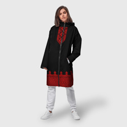 Женский дождевик 3D Черная славянская рубаха вышиванка - фото 2