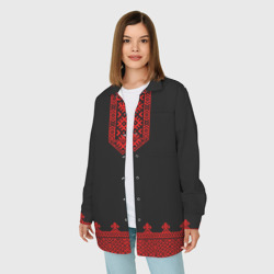 Женская рубашка oversize 3D Черная славянская рубаха вышиванка - фото 2