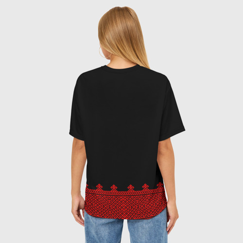 Женская футболка oversize 3D Черная славянская рубаха вышиванка, цвет 3D печать - фото 4