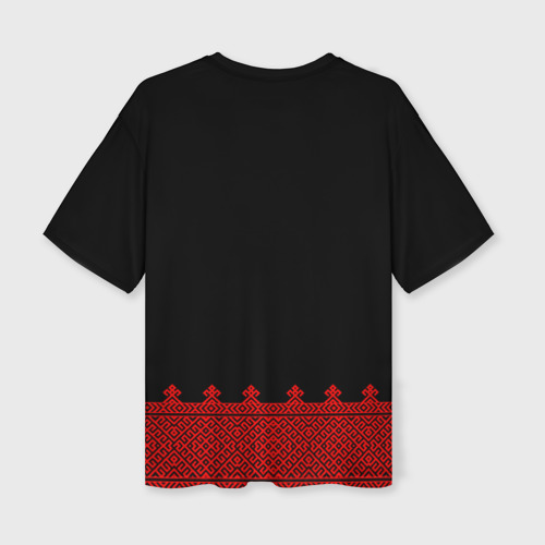 Женская футболка oversize 3D Черная славянская рубаха вышиванка, цвет 3D печать - фото 2