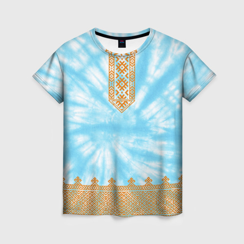 Женская футболка 3D Славянская тай-дай рубаха вышиванка