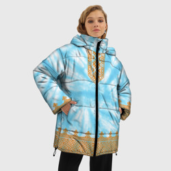 Женская зимняя куртка Oversize Славянская тай-дай рубаха вышиванка - фото 2