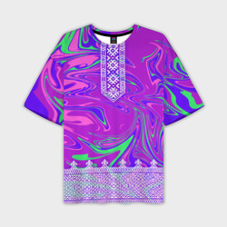 Мужская футболка oversize 3D Славянская голографическая рубаха вышиванка