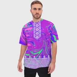 Мужская футболка oversize 3D Славянская голографическая рубаха вышиванка - фото 2