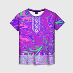 Женская футболка 3D Славянская голографическая рубаха вышиванка