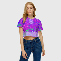 Женская футболка Crop-top 3D Славянская голографическая рубаха вышиванка - фото 2