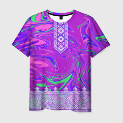 Славянская голографическая рубаха вышиванка – Мужская футболка 3D с принтом купить со скидкой в -26%