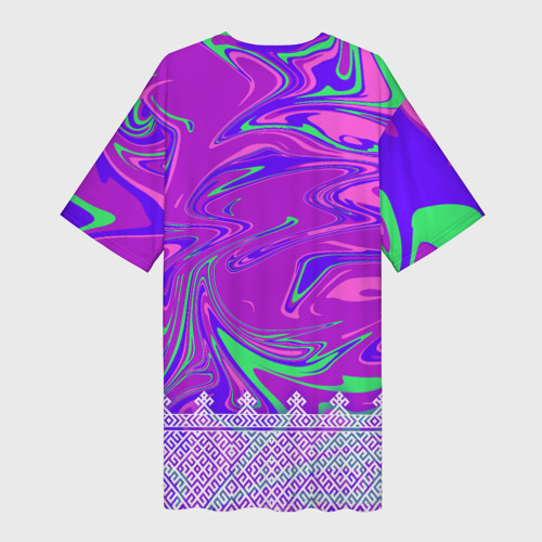 Платье-футболка 3D Славянская голографическая рубаха вышиванка, цвет 3D печать - фото 2