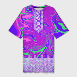 Платье-футболка 3D Славянская голографическая рубаха вышиванка