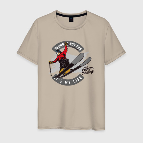 Мужская футболка хлопок с принтом Лыжи - не развлечение, лыжи - жизнь!, вид спереди #2