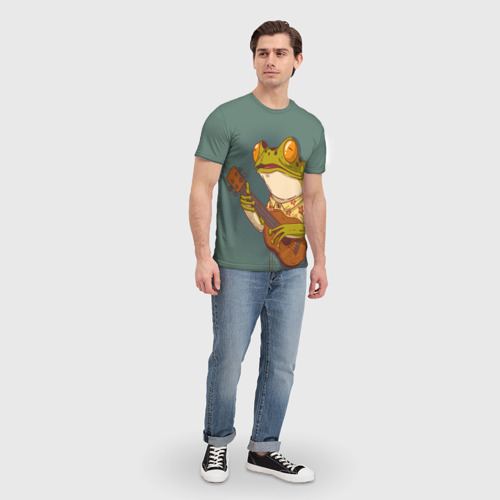 Мужская футболка 3D с принтом Лягуха-музыкант, вид сбоку #3