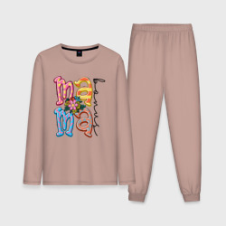 Мужская пижама с лонгсливом хлопок Мама - буквы с цветочком