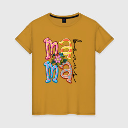 Мама - буквы с цветочком – Женская футболка хлопок с принтом купить со скидкой в -20%