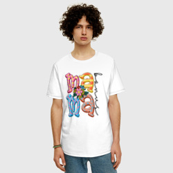 Мужская футболка хлопок Oversize Мама - буквы с цветочком - фото 2