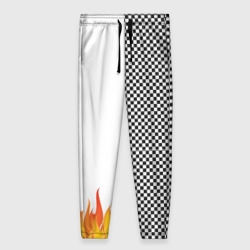 Женские брюки 3D Шахматаня клетка с огнём