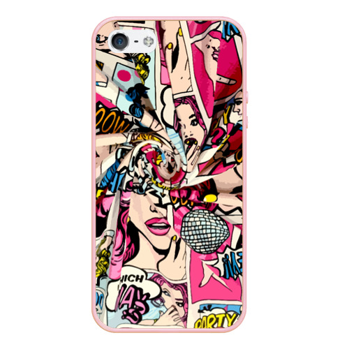 Чехол для iPhone 5/5S матовый Twisted pop atr pattern, цвет светло-розовый