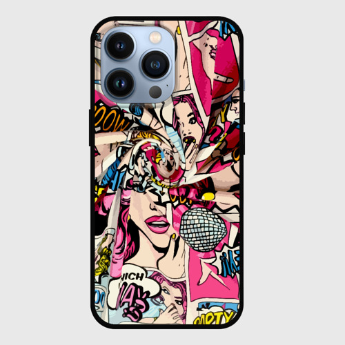 Чехол для iPhone 13 Pro Twisted pop atr pattern, цвет черный